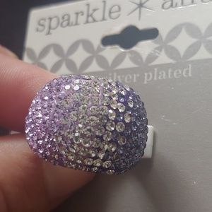 Women's Size 7 Purple Cocktail Ring w/ Crystals